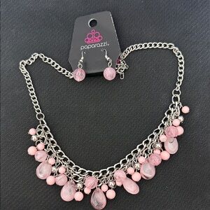 paparazzi Pink Charm Drop Necklace and Earring Set